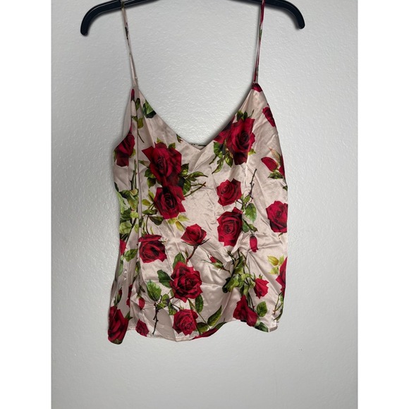 New with Tag L'agence Woman's Jane Roses Printed 100% Silk V neck Camisole Tank - Picture 3 of 7